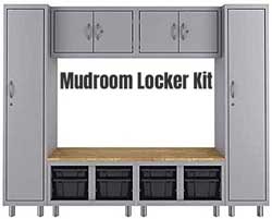 Industrial Mudroom Locker Kit with bench, Shoe Cubbies and Storage Cabinets