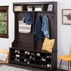 Extra Wide Prepac Hall Tree with Shoe Cubbies
