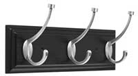 3-Hook Wall Coat Rack in Black, White or Brown, Great for Front Entry or DIY Mini Mudroom