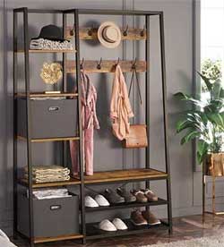 Freestanding Industrial Shoe and Coat Rack