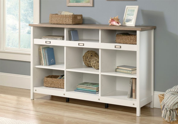Sauder 9-Cubby Storage Unit in White as Front Entryway Mudroom Organizer