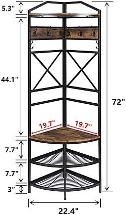 Corner Coat Rack Dimensions Diagram