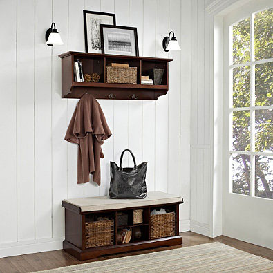 Crosley Brennan Entryway Bench and Shelf Set