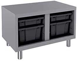 Industrial Cubbies with Pull-Out Plastic Tubs for Shoe Storage