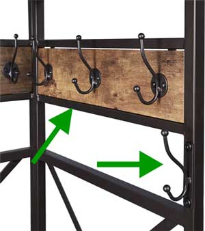 8 Double Coat Hooks on Corner Coat Rack - Store Lots of Items in a Small Space