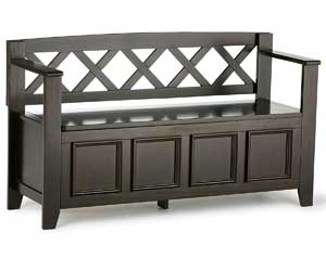 Amherst Handcrafted Wood Entryway Bench with Square Library Panels
