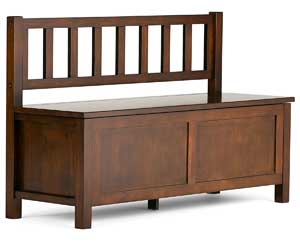 Artisan Armless Front Entryway Storage Bench with Shaker-Style Panels