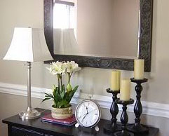 Entryway Decorating Idea on Top of Mudroom Cabinet/Dresser