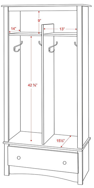 Prepac Entryway Organizer Measurements and Dimensions