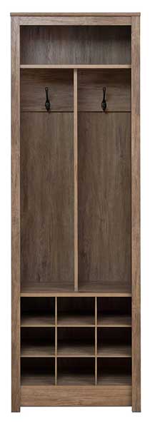Entryway Organizer with Shoe Cubbies, Coat Hooks and Shelves