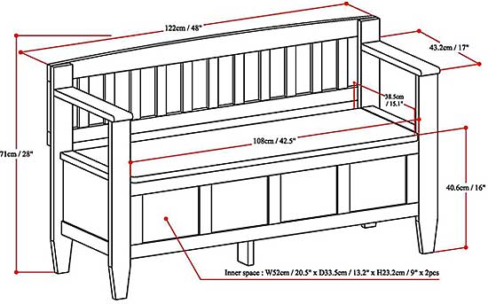 Front Entryway Storage Bench Dimensions