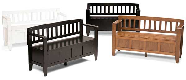 Solid Wood Entryway Benches in 4 Colors: Black, White, Brown, Tan
