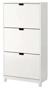 IKEA STALL Modern Shoe Cabinet with 3 Pull-Down Doors in White
