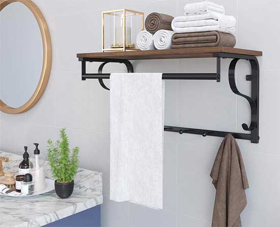 Industrial Coat Rack in Bathroom to hang Towels