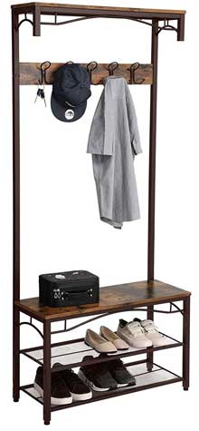Wood and Metal Industrial Rack Hall Tree