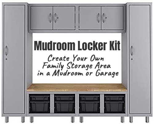 Mudroom Lockers with Bench Kit - How to Create a Family Storage Area in a Mudroom or Garage with Easy DIY Cabinets