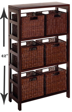 6-Basket Rattan Cubby Dresser