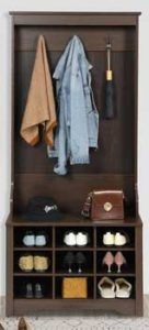 Shoe and Coat Hall Tree with Cubbies and Bench
