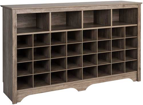 Shoe Storage Cabinet  with 32 Open Cubbies and Tabletop for Decor