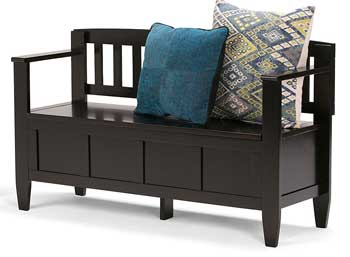 Solid Wood Storage Bench with Colorful Pillows/Cushions